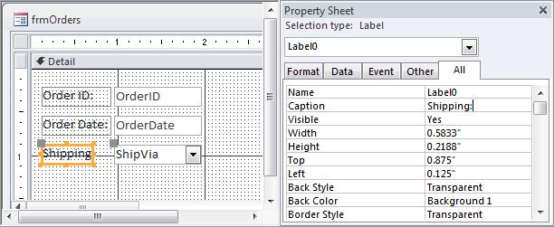 Thuộc tính Caption | Tạo Combo Box trong Access